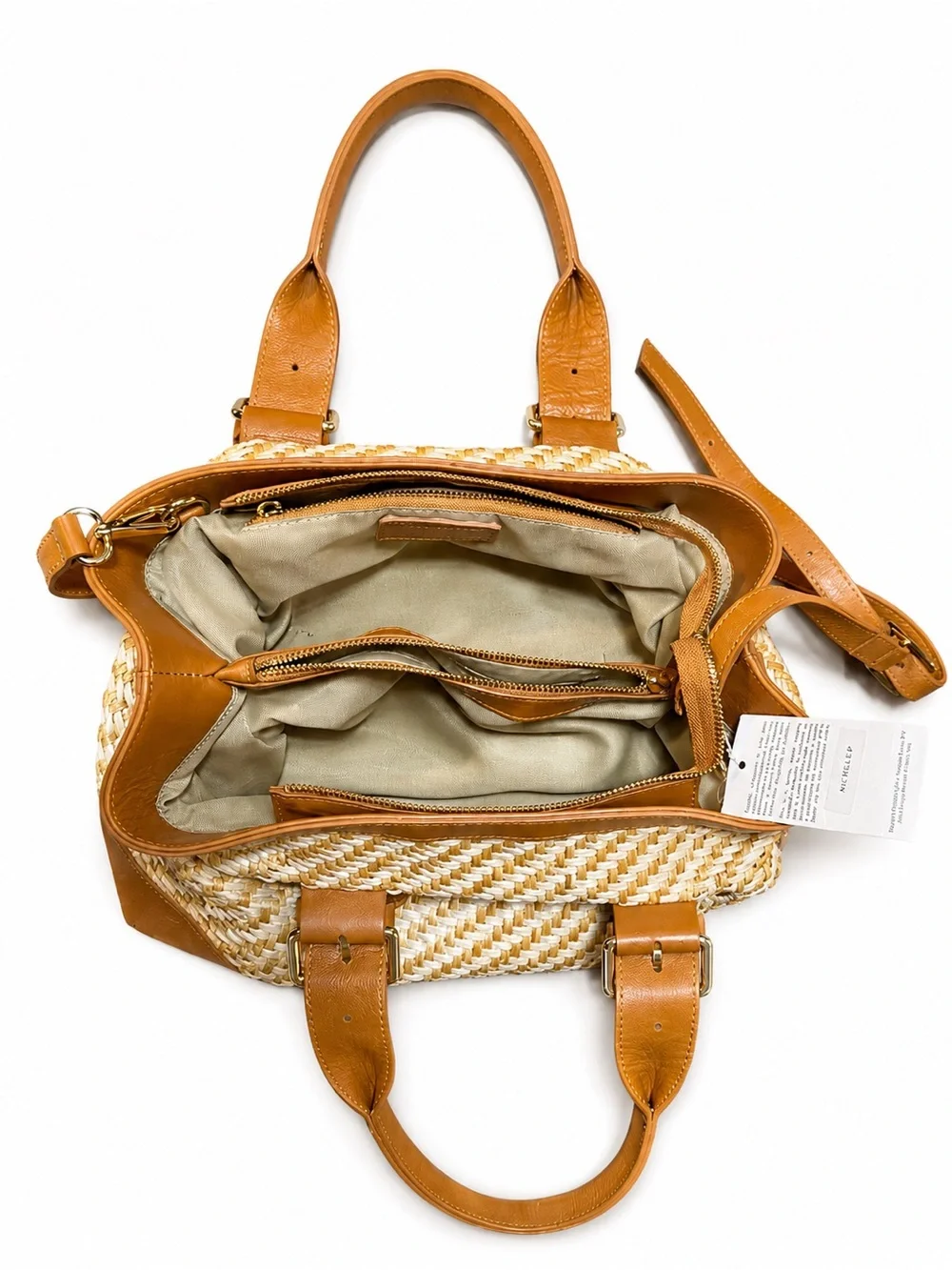 Divina Firenze Italian Leather Straw Bag BNWT Made in Italy $498 Retail🤎